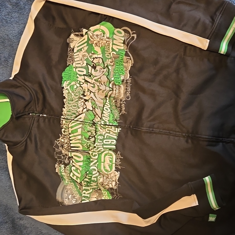 Y2K Mark Echo Unltd Track Jacket Men's Size XLarge Black Green White